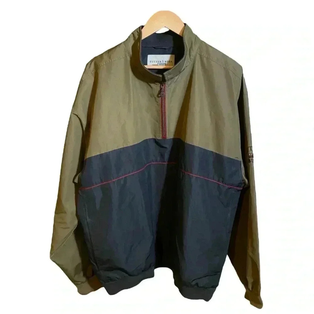CUTTER & BUCK Jacket Windbreaker Front Pockets Pullover Zip Collar XL